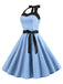 1950s Polka Dot Bow Tie Halter Swing Dress