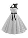 1950s Polka Dot Bow Tie Halter Swing Dress