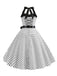 1950s Polka Dot Bow Tie Halter Swing Dress