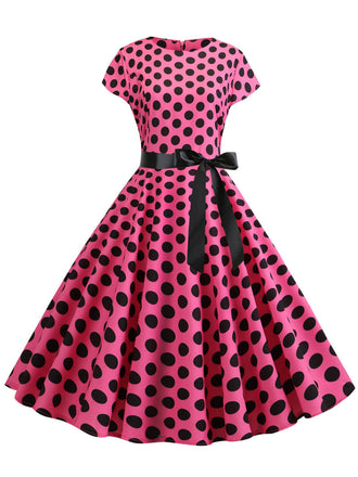 1950s Polka Dot Cap Sleeved Dress