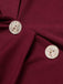 Purplish Red 1940s Solid Long Sleeved Lapel Dress
