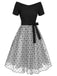 [Pre-Sale] Black 1950s Polka Dots Mesh Off-Shoulder Dress