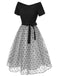 [Pre-Sale] Black 1950s Polka Dots Mesh Off-Shoulder Dress