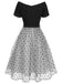 [Pre-Sale] Black 1950s Polka Dots Mesh Off-Shoulder Dress