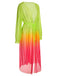 [Plus Size] Multicolor 1960s Gradient Color Long Cover Up
