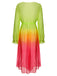 [Plus Size] Multicolor 1960s Gradient Color Long Cover Up