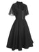 [Pre-Sale] Black 1950s V-Neck Pearl Buttons Dress