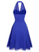 [Pre-Sale] Blue 1950s Solid Chiffon Halter Dress