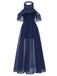 1940s Solid Lace Cold-Shoulder Long Dress