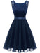 1940s Solid Lace Chiffon Patchwork Dress