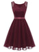 1940s Solid Lace Chiffon Patchwork Dress
