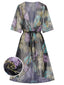 [Plus Size] Multicolor 1960s Tropical Botanical Tie Cover-Up