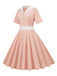 1950s Solid Contrast Lapel Belt Dress