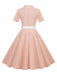 1950s Solid Contrast Lapel Belt Dress
