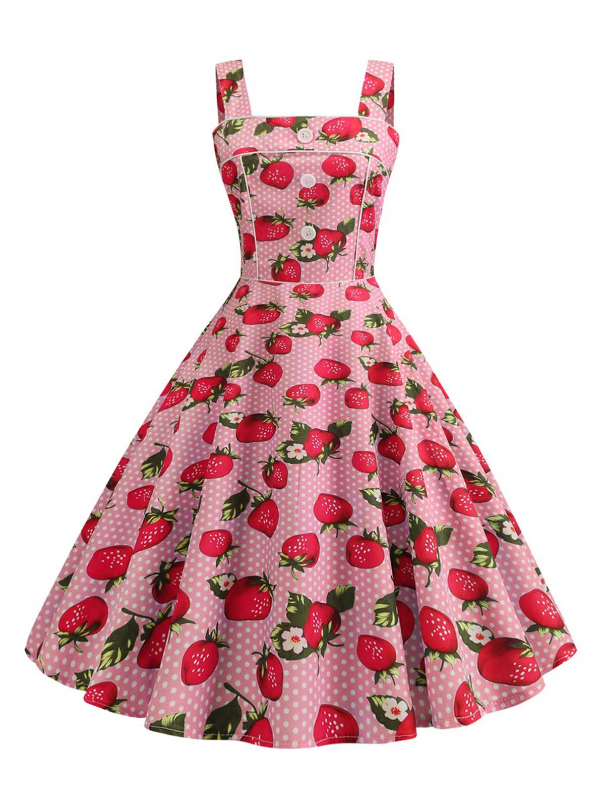 Plus Size] 1950s Lace Strawberry Cami Tankini Set