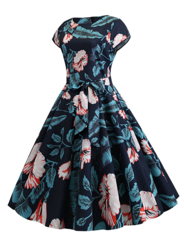 1950s Retro Floral Swing Dress