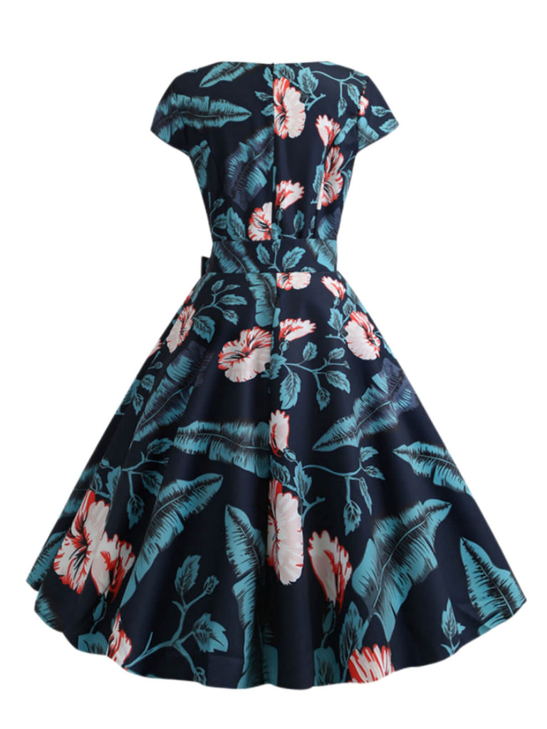 1950s Retro Floral Swing Dress