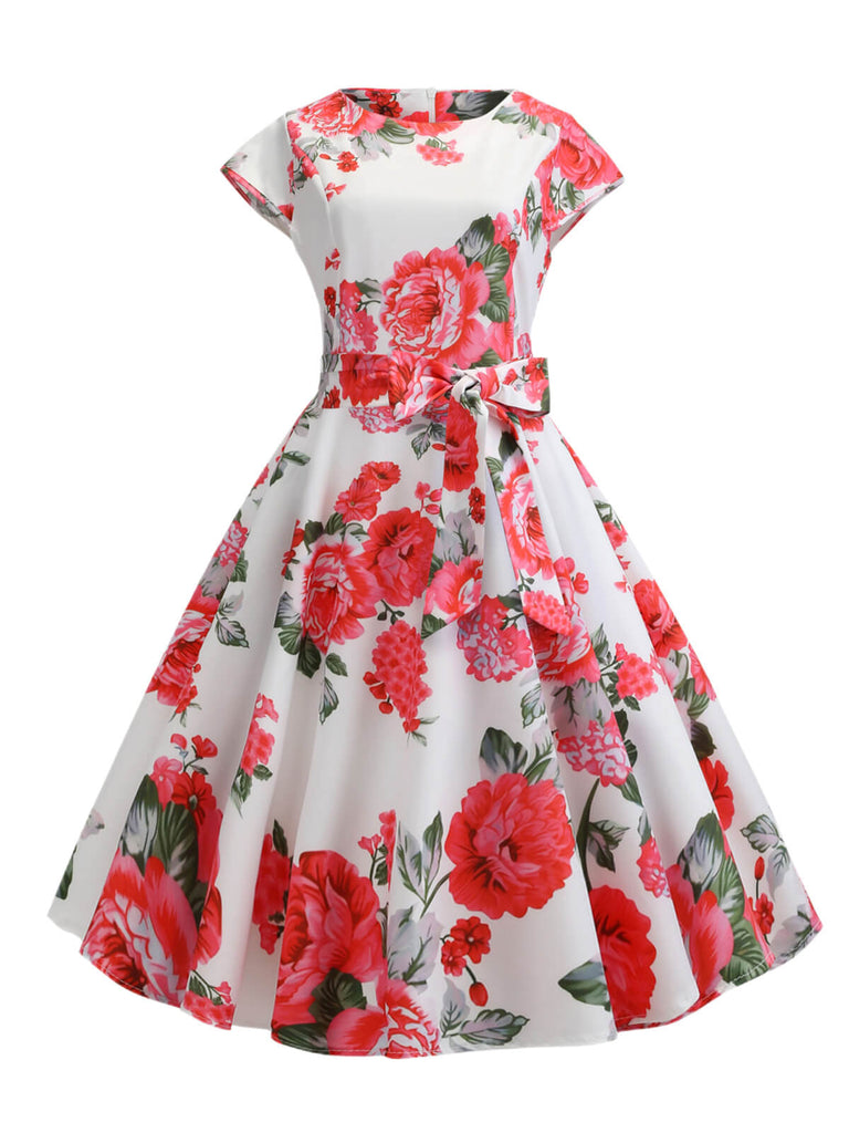 1950s Retro Floral Swing Dress