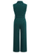 Green 1930s Solid Sleeveless Lapel Jumpsuit