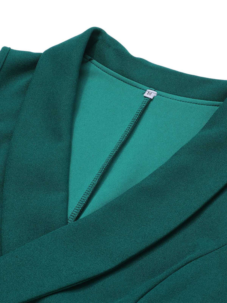 Green 1930s Solid Sleeveless Lapel Jumpsuit