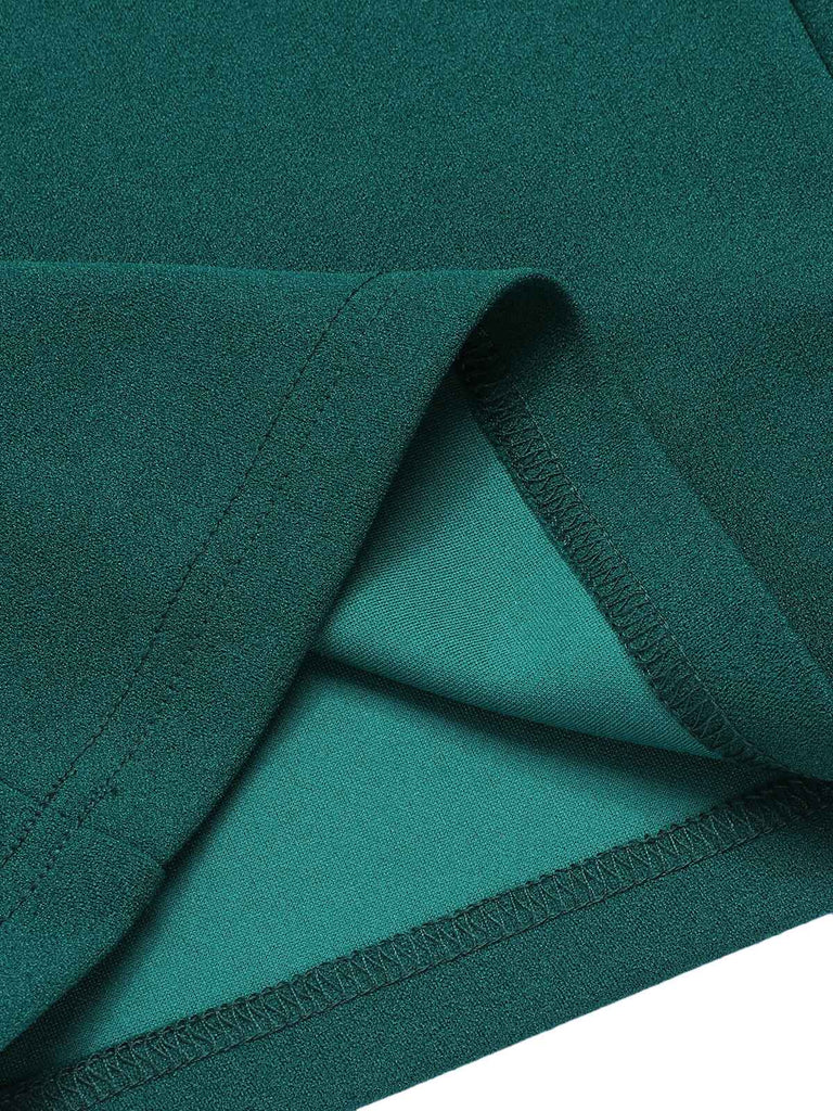 Green 1930s Solid Sleeveless Lapel Jumpsuit