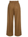 Brown 1930s Solid Shirred Waist Straight Pants