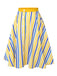 1950s Yellow White Blue Striped Button Skirt
