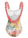 1930s 3D Floral Strap Backless One-Piece Swimsuit