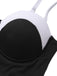[Plus Size] Black & White 1950s Patchwork Strap Swimsuit