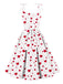 [Plus Size] White 1950s Hearts Dots Shoulder Strap Dress