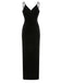 Black 1960s Spaghetti Strap Velvet Beading Dress