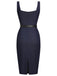 Blue 1960s Solid Square Neck Cowboy Dress