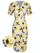 Multicolor 1960s Floral Sunflower V-Ausschnitt Dress