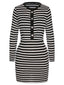 2PCS 1960s Black White Striped Knit Strap Dress & Cardigan