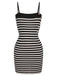 2PCS 1960s Black White Striped Knit Strap Dress & Cardigan