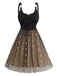 1950s Strap Mesh Stars Lace-Up Dress