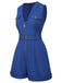 Dark Blue 1940s Pockets Lapel Romper