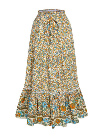 Multicolor 1970s Floral Bohemia Skirt