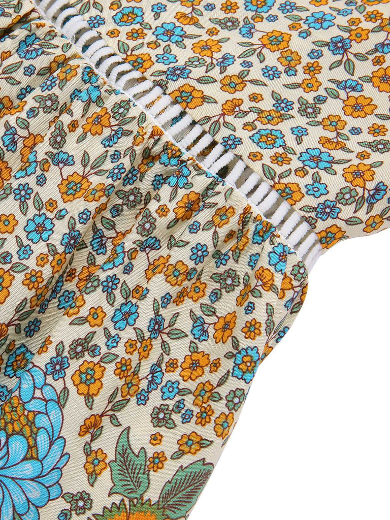Multicolor 1970s Floral Bohemia Skirt