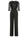Black 1930s Sequined Patchwork Solid Jumpsuit