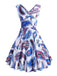 1950s V-Neck All Over Print Swing Dress