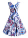 1950s V-Neck All Over Print Swing Dress