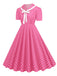 1950s Polka Dots Lapel Bowknot Swing Dress