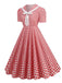 1950s Polka Dots Lapel Bowknot Swing Dress