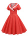 1950s V-Neck Polka Dots Swing Dress