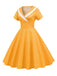 1950s V-Neck Polka Dots Swing Dress