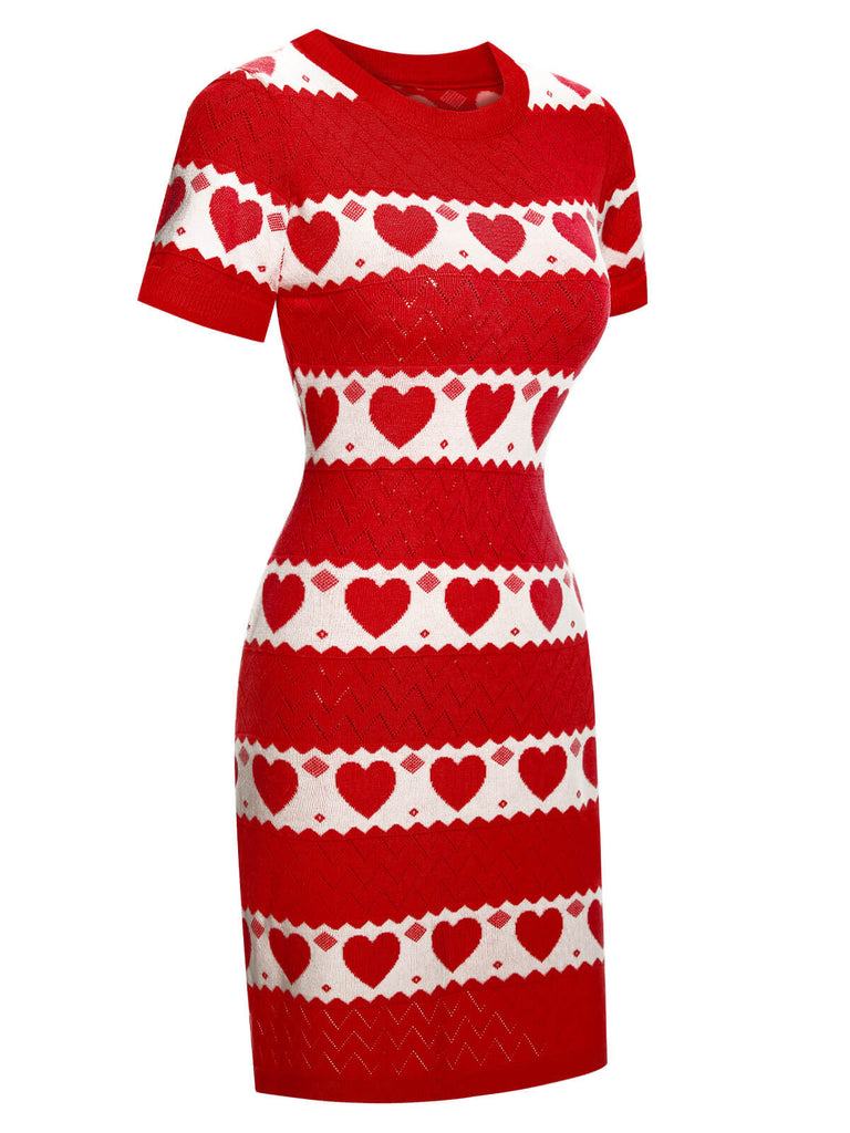 1960s Heart Short Sleeved Knitted Dress