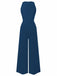 Pink 1950s Sleeveless Buttoned Solid Jumpsuit