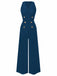 Pink 1950s Sleeveless Buttoned Solid Jumpsuit