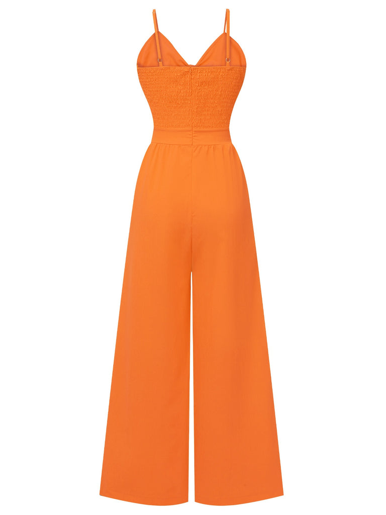 1950s Chest Bow Spaghetti Strap Jumpsuit